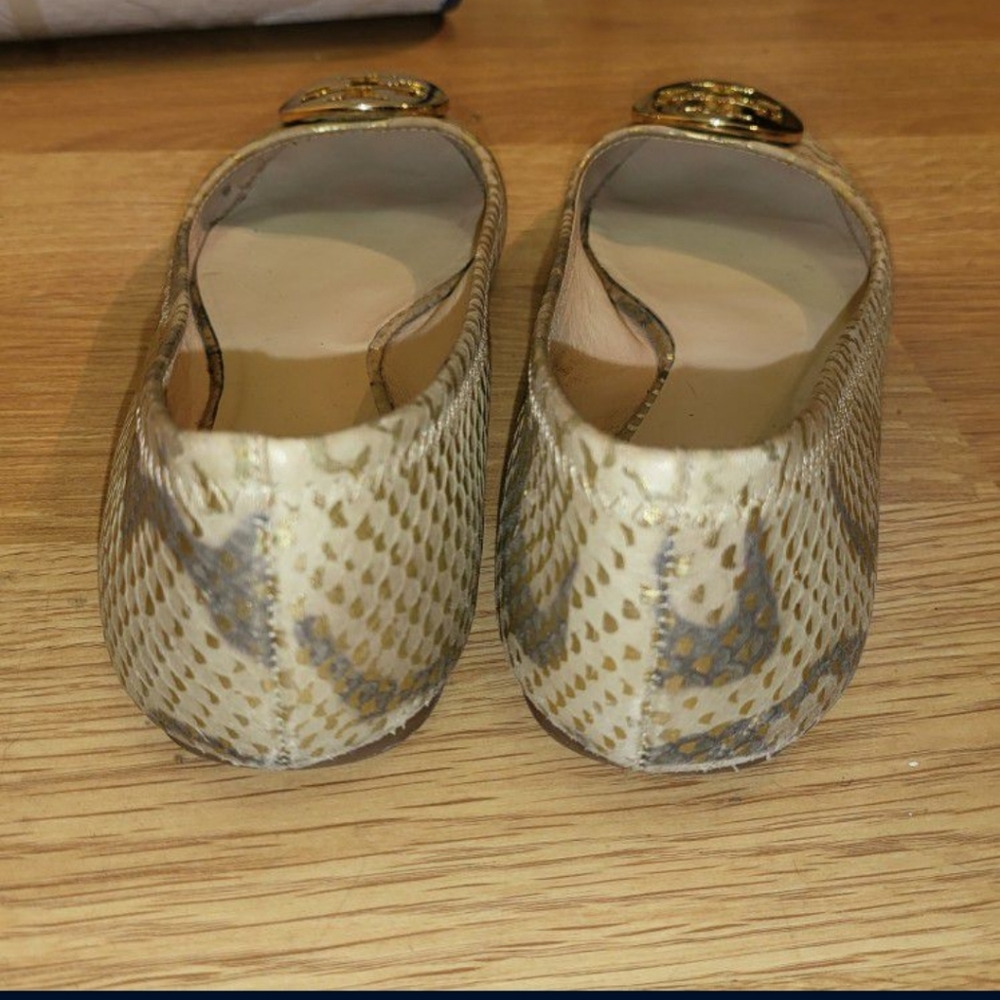 Tory Burch Metallicgold Python Embossed Leather R… - image 6